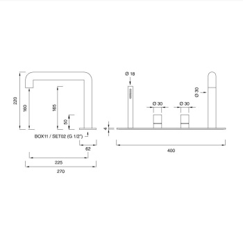 Смеситель для ванны CЕА Design Cartesio CAR 59 L сталь