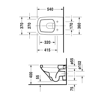 Чаша подвесного унитаза Duravit DuraStyle 25520900001 с креплением белый с WonderGliss