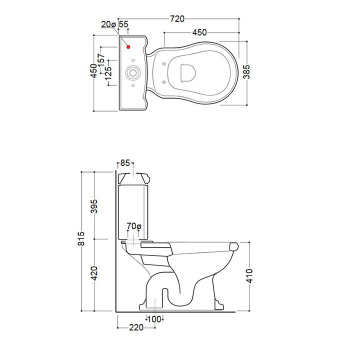 Бачок для унитаза моноблок Kerasan Retro 1012/1013, без механизма слива, подвод снизу, белый 108101