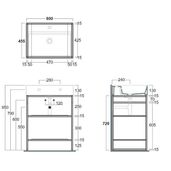 Тумба под раковину напольная Simas Agile AGSA61 61x72 см черный