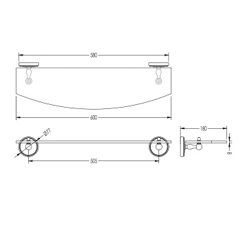 Полочка со стеклом настенная Devon&Devon Dorothy 60 держатели никель блестящий/белый DOR410NK
