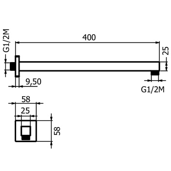 Держатели верхнего душа Plumberia Selection 400мм из нерж.стали, черный матовый, SAQ3122NO