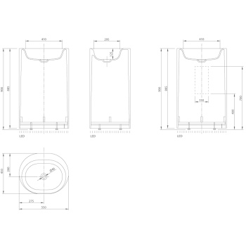 Раковина свободностоящая Knief Moon 55х45хh90 c выпуском белым и сифоном, слив в пол, белый матовый 0600-031-01