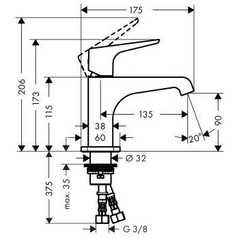 Смеситель для раковины Axor Citterio E 36112000 хром