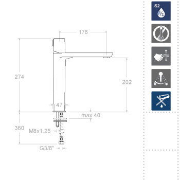 Смеситель для раковины Ramonsoler Tzar чаши чёрный 341001NM