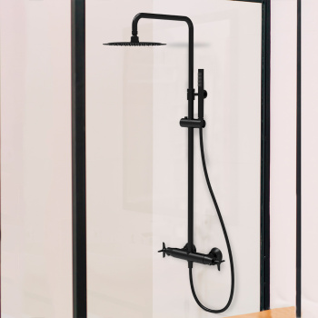 Душевая система Ramonsoler Adagio термостатическая без излива с регулировкой высоты чёрный 915401RM250NM