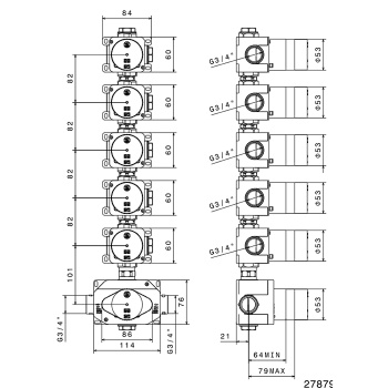 Встраиваемая часть для душа Newform 3/4 на 5 источников, 27879.00.000