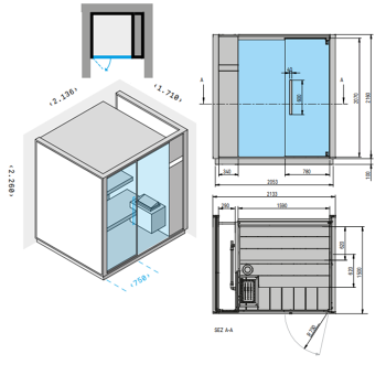 Сауна для ниши Effegibi One S R.H. 214x171xh226, отделка Soft Sand, LO 50 01 0009