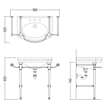 Консоль под раковину Devon&Devon New Etoile 98 глянцевый никель DENEWETOILENKS