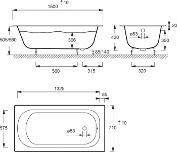 Чугунная ванна Jacob Delafon 150x71 E2962-00