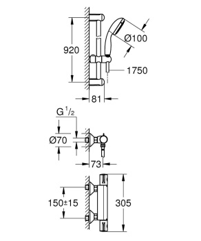Термостат для душа Grohe Grohtherm 800 34566001 с душевым гарнитуром