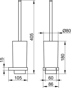 Туалетный ершик Keuco Edition 11 11164379000 с хрустальной матовой колбой, черный матовый