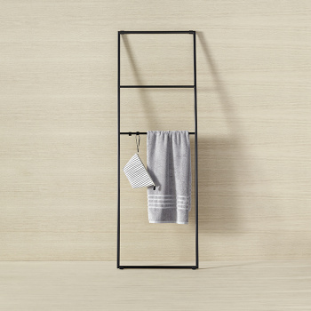 Burgbad COCO Стеллаж для полотенец 600х20х1800мм, 2 поперечины, 2 крючка, цвет черный