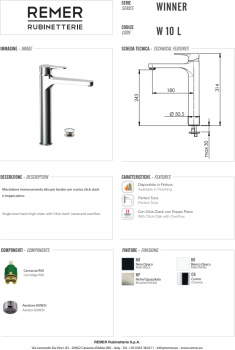 Смеситель для раковины Remer Winner W10L хром
