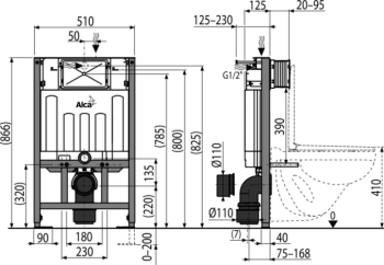 Инсталляция для унитаза AlcaPlast Sadromodul AM101/850