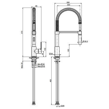 Смеситель для кухни Fima Carlo Frattini Kitchen на 1 отверстие, Mast, H48, чёрный матовый F3147/1NS