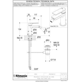 Смеситель для биде Ritmonio POIS хром PR31BA101CRL