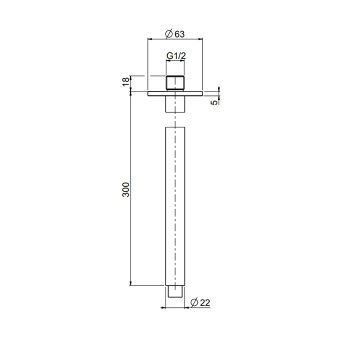 Держатель верхнего душа QuadroDesign Shower Accessories из потолка 300 мм цвет Steel BD002AS_300MM