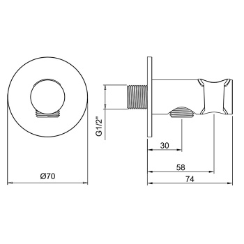 Вывод из стены с держателем для душевой лейки Almar, золото pvd E095037.GO