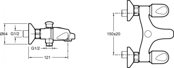 Смеситель для ванны с душем Jacob Delafon Galeo CD E71920-CP, хром