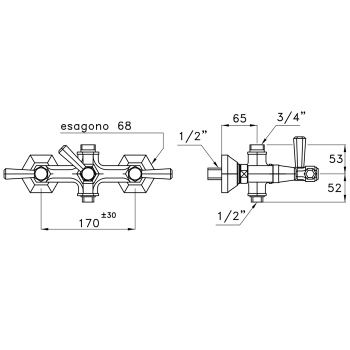 Смеситель для душа Stella Eccelsa Leve 3284, золото 24К EL 02500 AU00