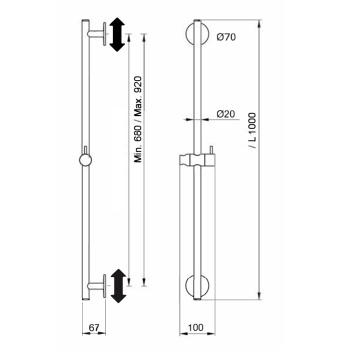 Душевой гарнитур Almar ручная лейка Posh, шланг 150, штанга 100, черный металл брашированный pvd E144065.AB