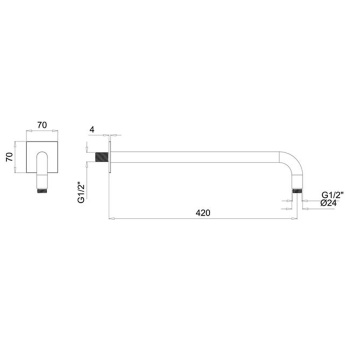 Держатель верхнего душа настенный Almar 42 с квадратным отражателем, gun metal brushed pvd E021116.GM