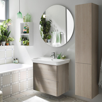 Burgbad Iveo База подвесная с керамическим умывальником с 1 отв под смес. 80х49.2х72.1см.2 выдв ящика, сифон в компл. F2834, цвет: фланелевый дубовый SFEN080F2834G0161C0001*1