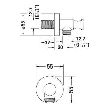 Duravit Вывод для душа с держателем, хром глянцевый