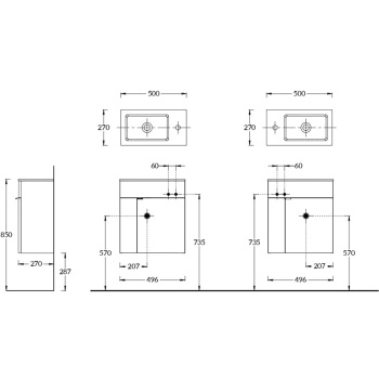 Раковина LATO встраиваемая сверху Kerama Marazzi 50x27x14 9, с 1 отв.под смеситель, без перелива, белая глянцевая LA.wb.50