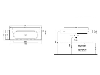 Раковина подвесная\встраиваемая Hatria AREA Y0W501