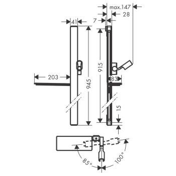 Душевая штанга hansgrohe Unica E 27640400 90 см со шлангом белый хром
