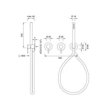 Cмеситель для душа CEA Design Innovo INV 57 W L сталь