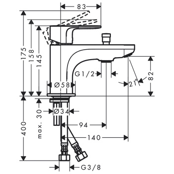 HG Rebris S Смеситель для ванны и душа Monotrou, однорычажный, с 2 режимами расхода воды, хром