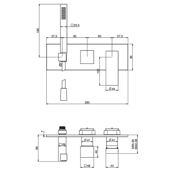 Смеситель для душа Fima Carlo Frattini Zeta встраиваемый, с ручным душем, 2 источника, чёрный матовый F3989WX2NS