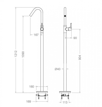 Смеситель для раковины Ramonsoler Adagio напольный графит 917603GR