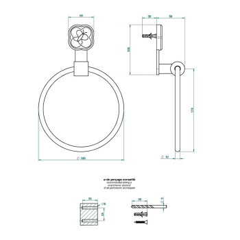 Полотенцедержатель THG Capucine Vert Decor Platine A7E-A02-504N хром