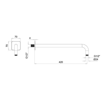 Держатель верхнего душа настенный Almar 42 с квадратным отражателем, черный металл брашированный pvd E021117.AB