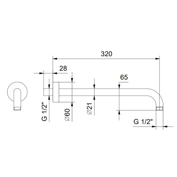 Держатель верхнего душа Fantini Fontane Bianche 450, настенный, Matt Gun Metal PVD 47 P5 8028
