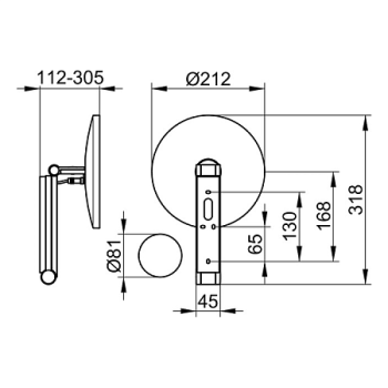 Косметическое зеркало с подсветкой Keuco Ilook_move 21 17612019002 увеличение х5, хром