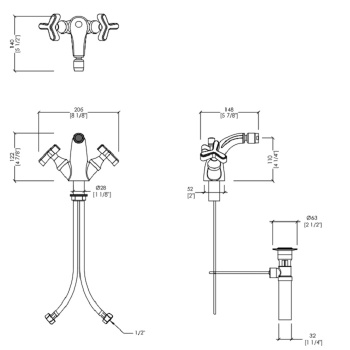 Смеситель для биде Devon&Devon Tribeca на 1 отв с донным клапаном никель блестящий TRB520NK