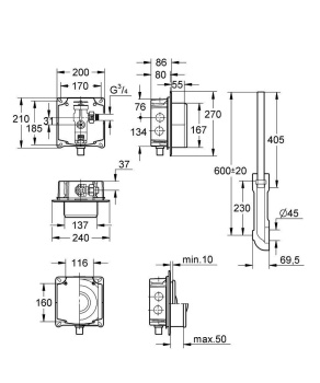 Смывное устройство под давлением для унитаза GROHE Rondo без ИК-панели смыва, для низкого давления 3