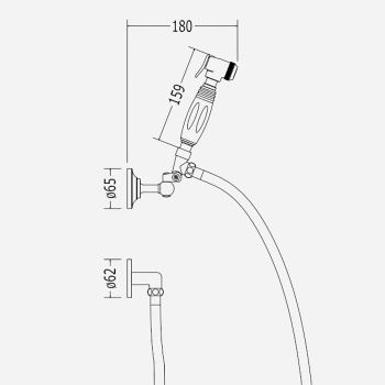 Гигиенический душ с держателем Devon&Devon шлангом и выпуском из стены с ручкой белой никель блестящий MARK17NK