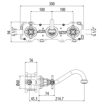 Смеситель для раковины Gattoni Trd TR105/18D0 золото