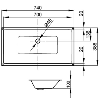 Раковина встраиваемая снизу Bette Loft A231-035