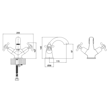 Смеситель для раковины Burlington T27-QT хром