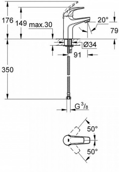 Cмеситель для раковины Grohe BauCurve 32848000 хром