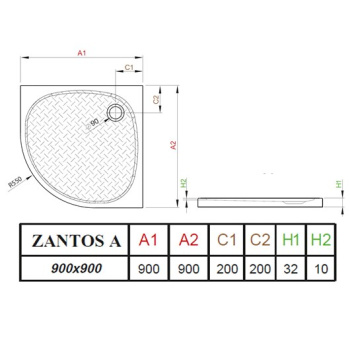 Душевой поддон Radaway Zantos A 900 M3ZNA9090-06