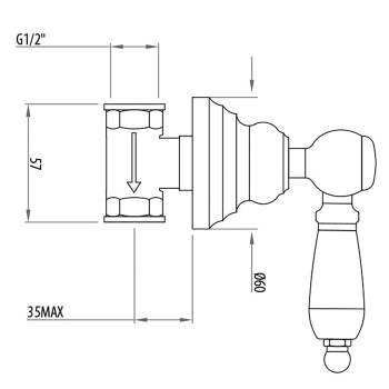 Вентиль для душа встраиваемый Gattoni Vivaldi Lever с белой ручкой, хром 1305513C0 cr