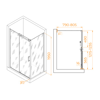 Душевой уголок RGW Tornado TO-44-1B раздвижная 100х170 см 020744170-14